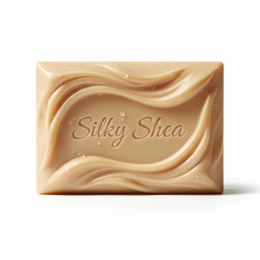 bar of soap named Silky Shea the color is creamy