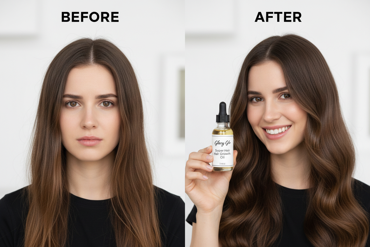 The bottle should read Glory Glo Super Hair Growth Oil